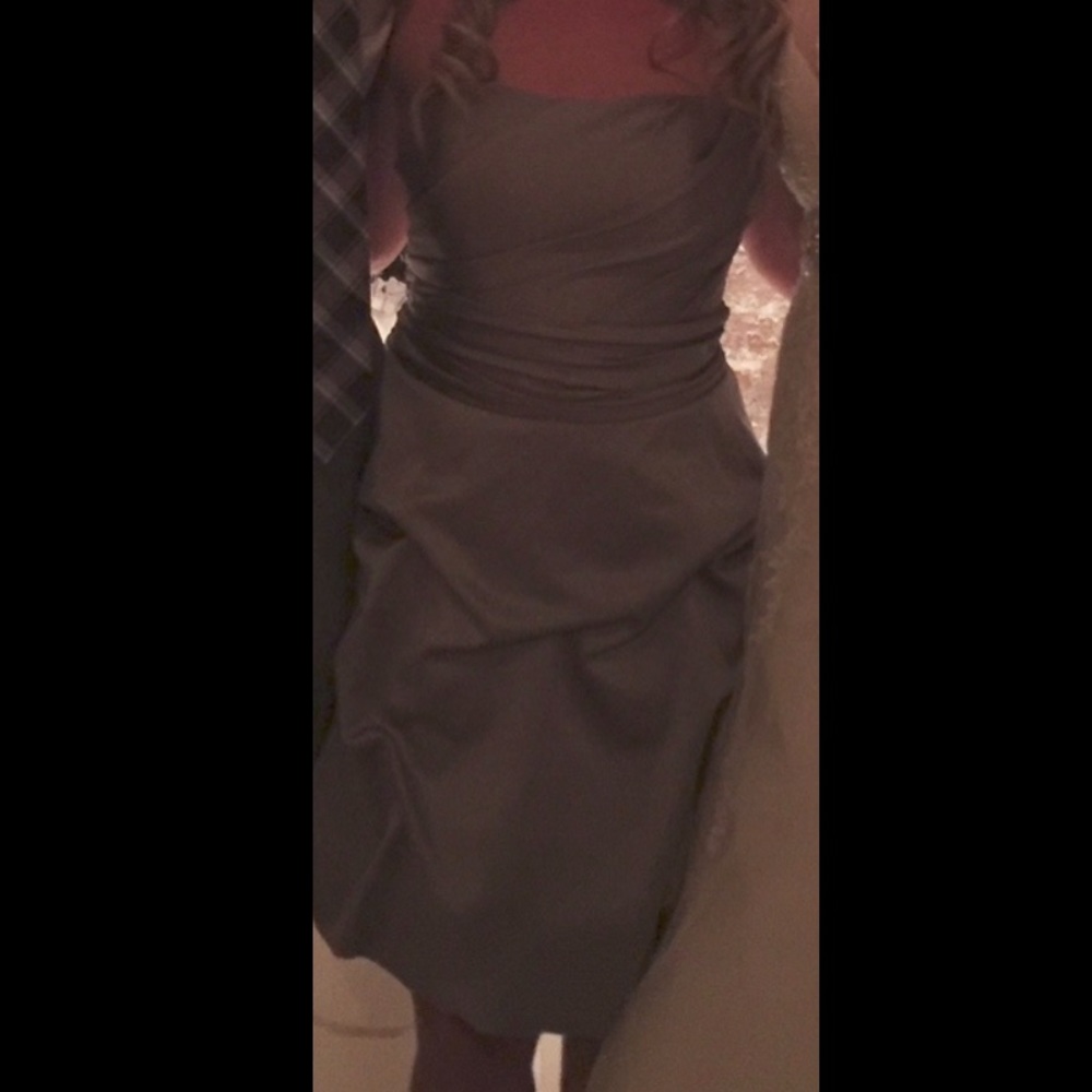 Davids Bridal Strapless Gray Bridesmaid Dress